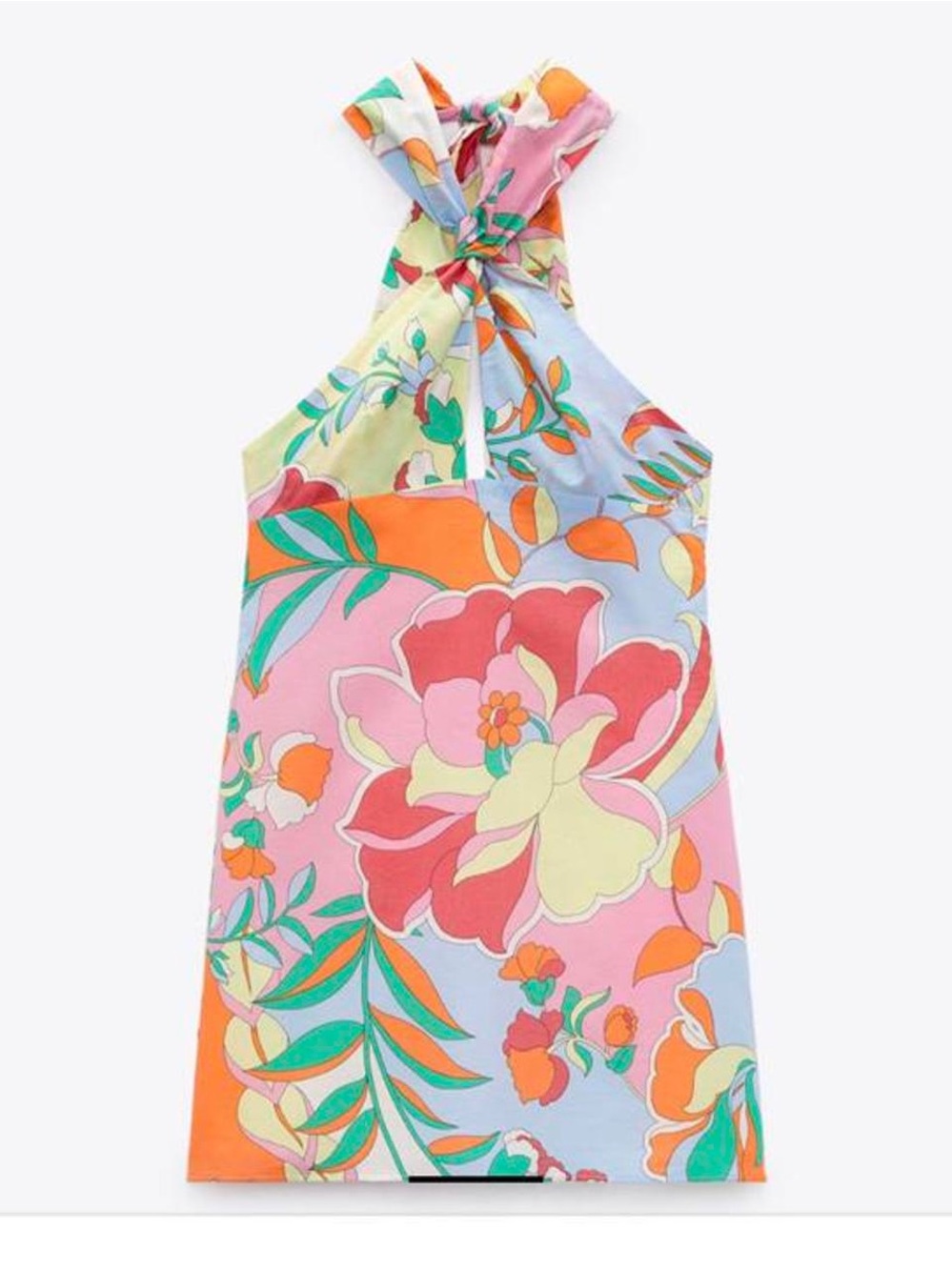 Zara Multicolor Floral Halter Mini Dress